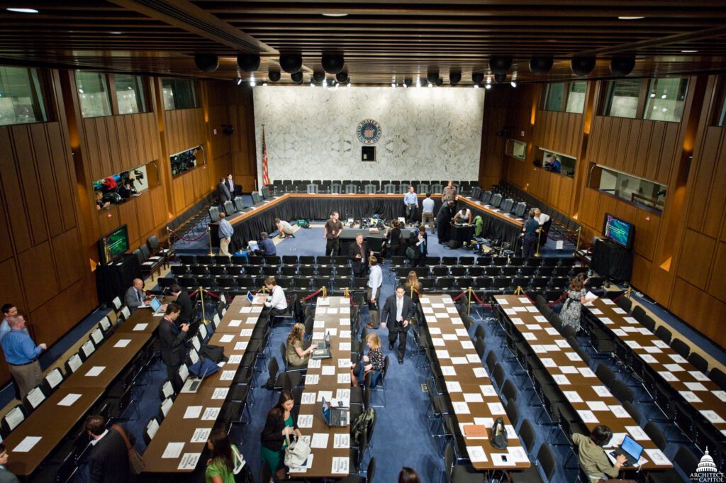 Central Hearing Facility in the Hart Senate Office Building in Washington, D.C., in the United States.