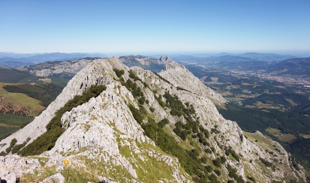 View to east on the mountain Anboto in Urkiola Natural Park. Basque Country, Spain.