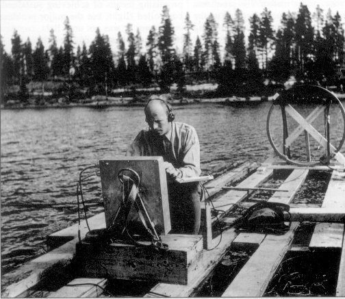 Search for "ghost rocket" seen crashing July 19, 1946, in Lake Kölmjärv, Sweden. Search conducted July/August 1946, by Swedish Air Force officer Karl-Gösta Bartoll (pictured).