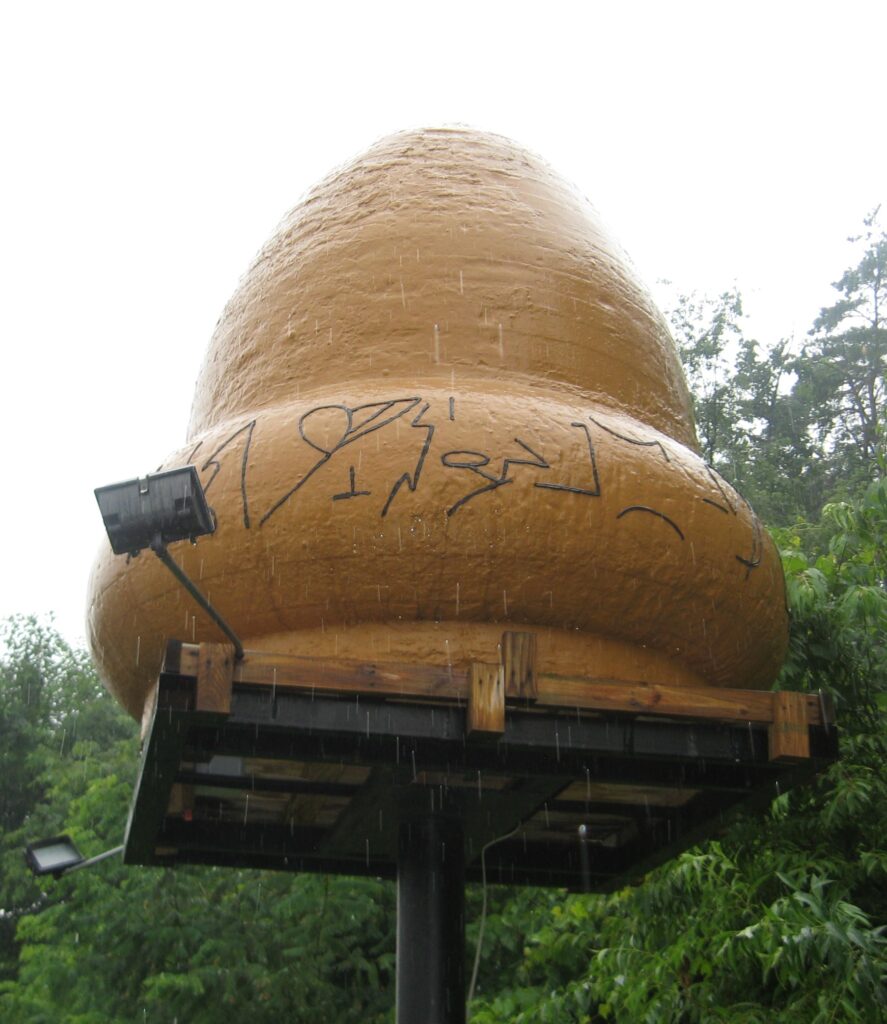 The model of the UFO that residents of Kecksburg, Pennsylvania, United States said they saw crash in the nearby woods in 1965. It was said to be shaped like an acorn, with writing