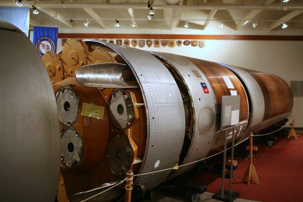 The only one of its kind to be on public display, a Poseidon C-3 missile with all of its electronics, hydraulics and propulsion elements still intact, is on display for visitors to